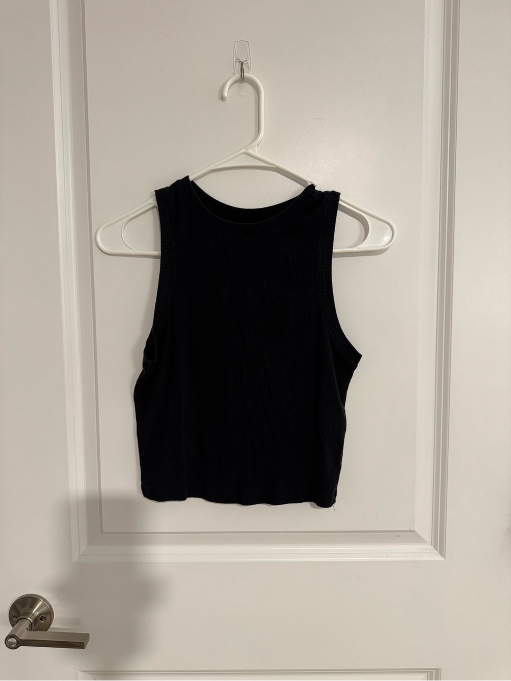 Black Ribbed Sleeveless Crop Tank Top - Womens